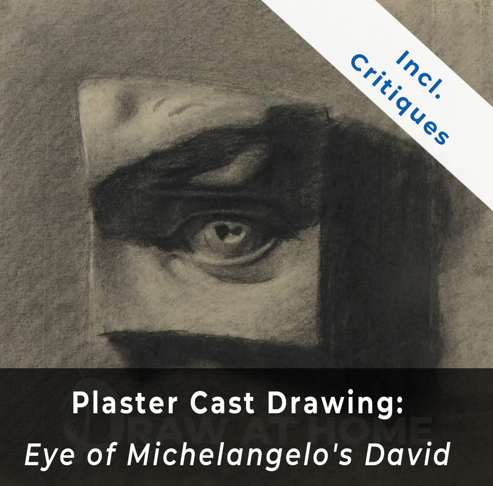 Plaster Cast Drawing: Eye of Michelangelo’s David (with critiques)
